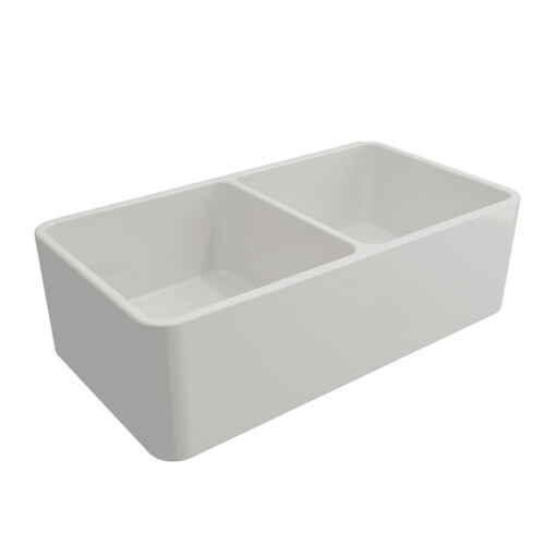 Turner Hastings Novi 85x46 Double Bowl Fine Fireclay Gloss White Butler Sink