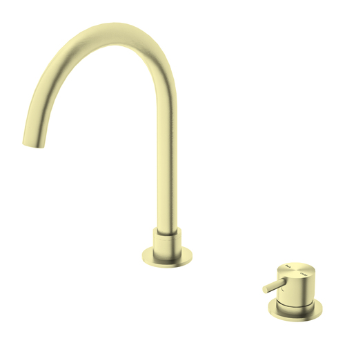 Mecca Hob Basin Mixer Round Spout Brushed Gold