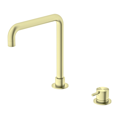 Nero Mecca Hob Basin Mixer Square Swivel Spout Brushed Gold NR221901cBG