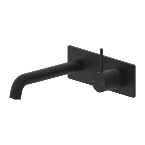 Mecca Wall Basin Mixer Handle Up 185mm Spout Matte Black