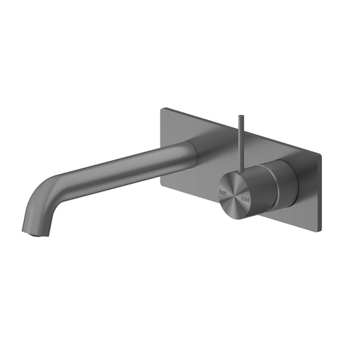 Mecca Wall Basin Mixer Handle Up 230mm Spout Gun Metal