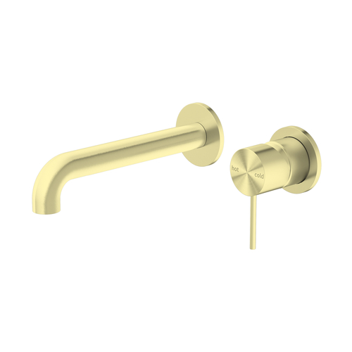 Mecca Wall Basin Mixer 160mm Spout Separate Back Plate Brushed Gold