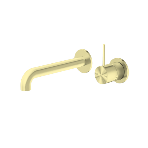 Mecca Wall Basin Mixer Up & Spout with separate back plate 160mm Brushed Gold