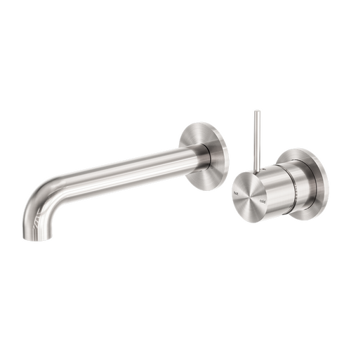 Nero Mecca Wall Basin/Bath Mixer Handle Up 160mm Separate Back Plate Brushed Nickel