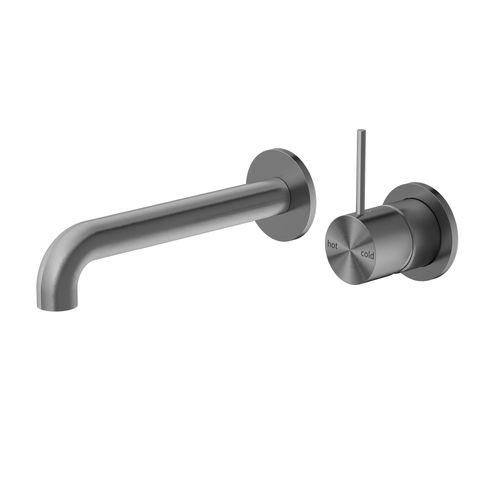 Mecca Wall Basin Mixer Up & Spout with separate back plate 185mm Gun Metal