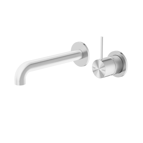 Mecca Wall Basin Mixer Up & Spout with separate back plate 230mm Brushed Nickel