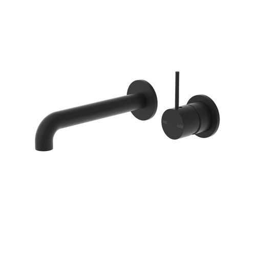 Mecca Wall Basin Mixer Up & Spout with separate back plate 230mm Matte Black