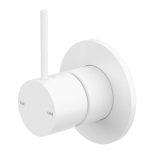 Nero Mecca Shower Mixer Handle Up 80mm Plate Matte White NR221909bMW