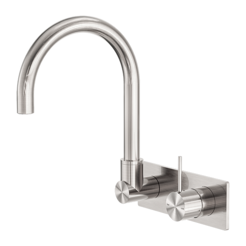 Mecca Wall Basin Mixer Up & Spout Brushed Nickel