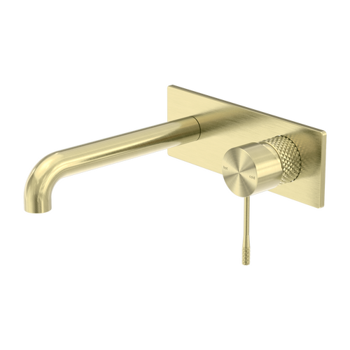Nero Opal 120mm Wall Basin/Bath Mixer With Back Plate Brushed Gold