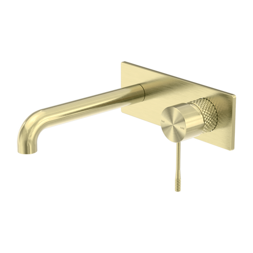 Nero Opal 185mm Wall Basin/Bath Mixer With Back Plate Brushed Gold