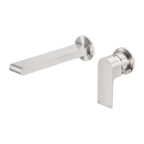 Nero Bianca Wall Basin/Bath Mixer Separate Back Plate 187mm Brushed Nickel