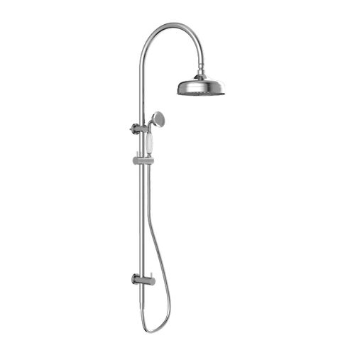 Nero York Twin Shower With White Porcelain Hand Shower Chrome NR69210501CH