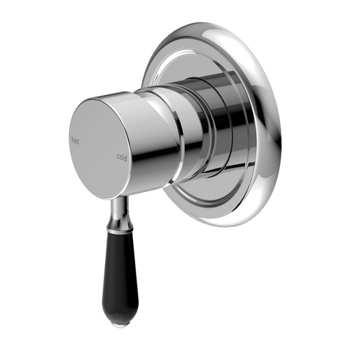 Nero York Shower Mixer With Black Porcelain Lever Chrome NR69210903CH