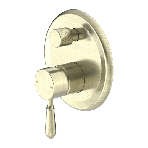 Nero York Shower Mixer With Divertor With Metal Lever Aged Brass NR692109a02AB