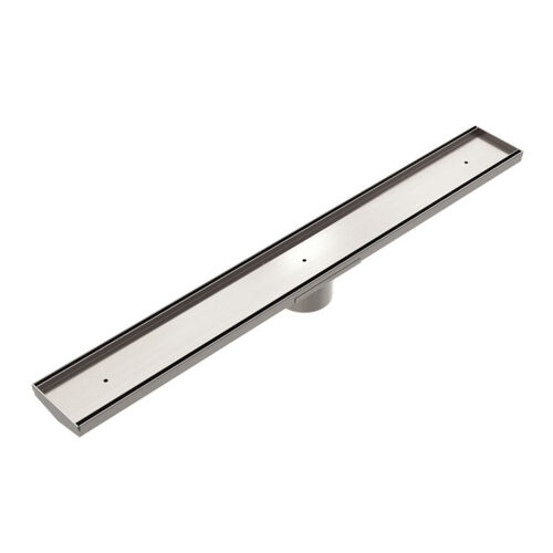 Nero NRFG001HSBN Tile Insert V Channel Floor Grate 89mm Outlet With Hole Saw Brushed Nickel