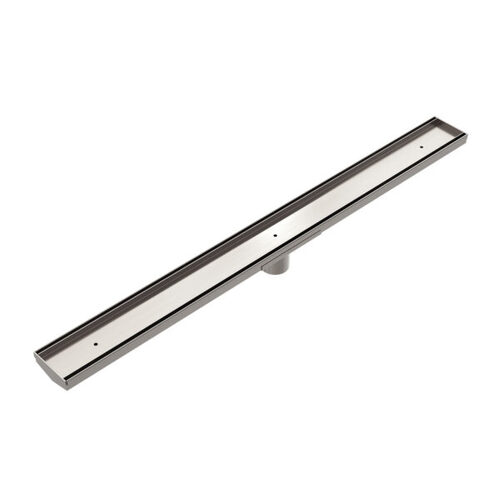 Nero NRFG002HSBN Tile Insert V Channel Floor Grate 50mm Outlet With Hole Saw Brushed Nickel