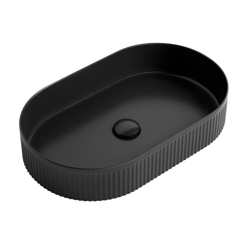 Otti Kensington OT5836MB 580mm Fluted Above Counter Oval Basin Matte Black