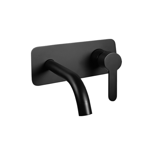 Linkware Loui T906BK Rectangular Plate Wall Outlet Mixer Matte Black