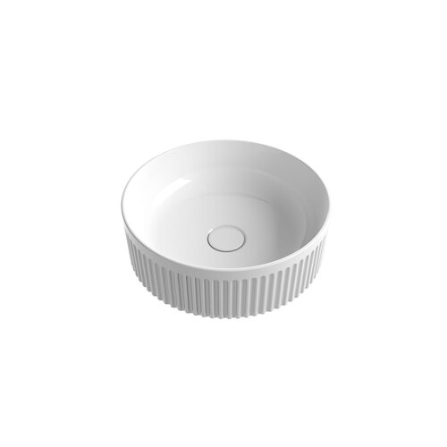 Aulic Lilac 360mm Above Counter Basin With V Groove Surface Gloss White