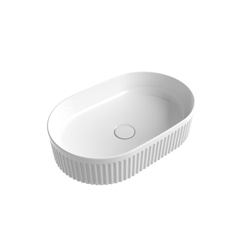 Aulic Cadel 500mm Pill Above Counter Basin With V Groove Surface Gloss White